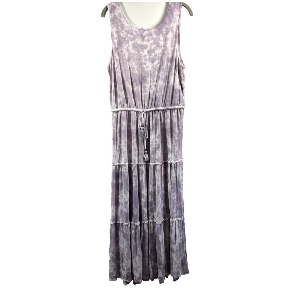 Knox Rose Maxi‎ Dress Medium Purple TieDye Peasant Bohemian Sleeveless Layered
